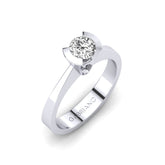 Gabriano Samantha 2 tırnaklı tektaş yüzük; GIA-HRD sertifikalı yuvarlak pırlanta ve beyaz altın montürün üstten görünüşü